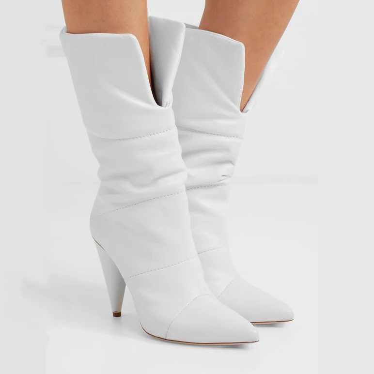Кожаные ботинки; женская модная обувь; Женская Белая обувь; Bota Feminina; короткие ботинки с острым носком; Botas Mujer; Новинка; дизайнерская обувь; sapato feminino - Цвет: AS SHOW
