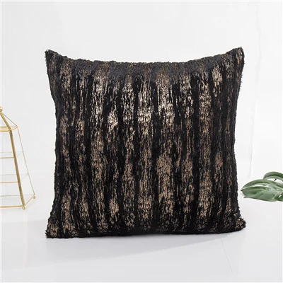 Плюшевая домашняя декоративная наволочка для дивана пушистая бронзовая полосатая наволочка квадратная Роскошная наволочка Almofada Kissen - Цвет: Black