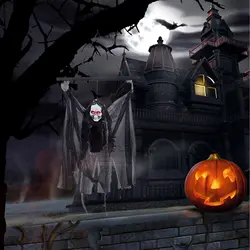 Behogar голос Управление жуткий, пугающий жуткий висит вверх ногами череп декоративный Скелет украшения для Хэллоуин, привидения тема