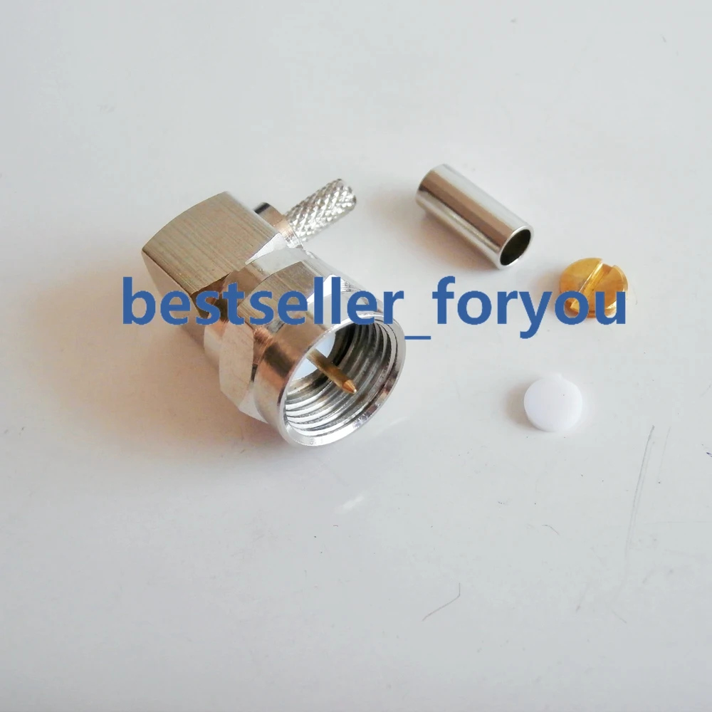 F Male Plug Crimp For RG174 RG179 RG316 RG188 Cable Right Angle RF Connector Brass | Обустройство дома