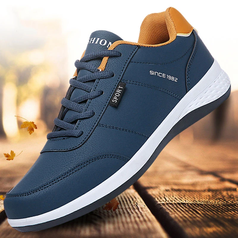 blue K/мужские кроссовки; модная мужская повседневная обувь; кожаная дышащая мужская обувь; легкая мужская обувь для взрослых; Tenis Zapatos Krasovki - Цвет: blue