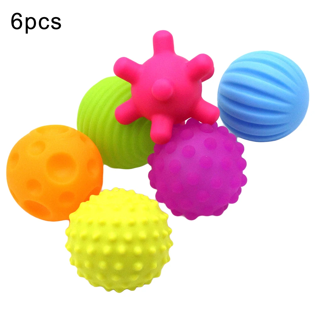 Bath Toys 6Pcs Child Soft Hand Ball Grip Ball Kids Rainbow Bath Toys 6 Colorful Soft and Squeeze Sensory Toy 