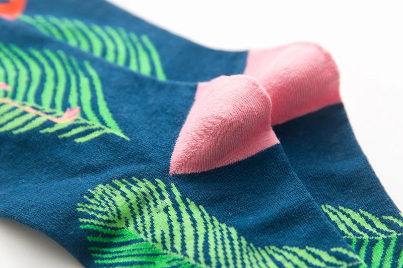 Брендовые качественные Веселые носки для мужчин из чесаного хлопка с рисунком фламинго, 4 цвета, забавные носки, осенне-зимние повседневные мужские Компрессионные носки