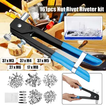 

161Pcs Threaded Nut Rivet Tool M3-M8 Insert Tool Set Riveter Rivnut Nutsert Kit Household Repair Tools