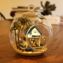 Модель кукольного домика наборы самодельный стеклянный шар с светодиодный свет деревянный миниатюрный Сборка Кукольный домик креативный Рождественский подарок