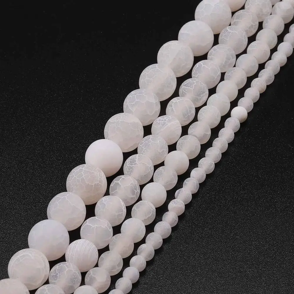 4 6 8 10 12 мм натуральный камень Мороз Краб белый Агаты круглый разделитель свободные бусины для самостоятельного изготовления ювелирных изделий ожерелья браслеты - Цвет: White
