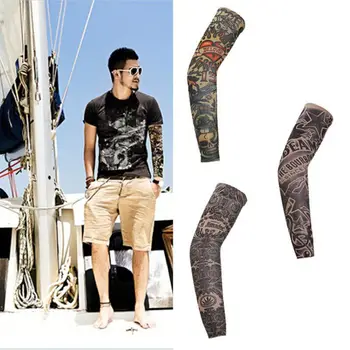 

Mens Mens Fake Tattoo Sleeves Cover Unisex Party Body Art Temporary Sunscreen Tiger Skull Clown Digital Printing Arm Warmer