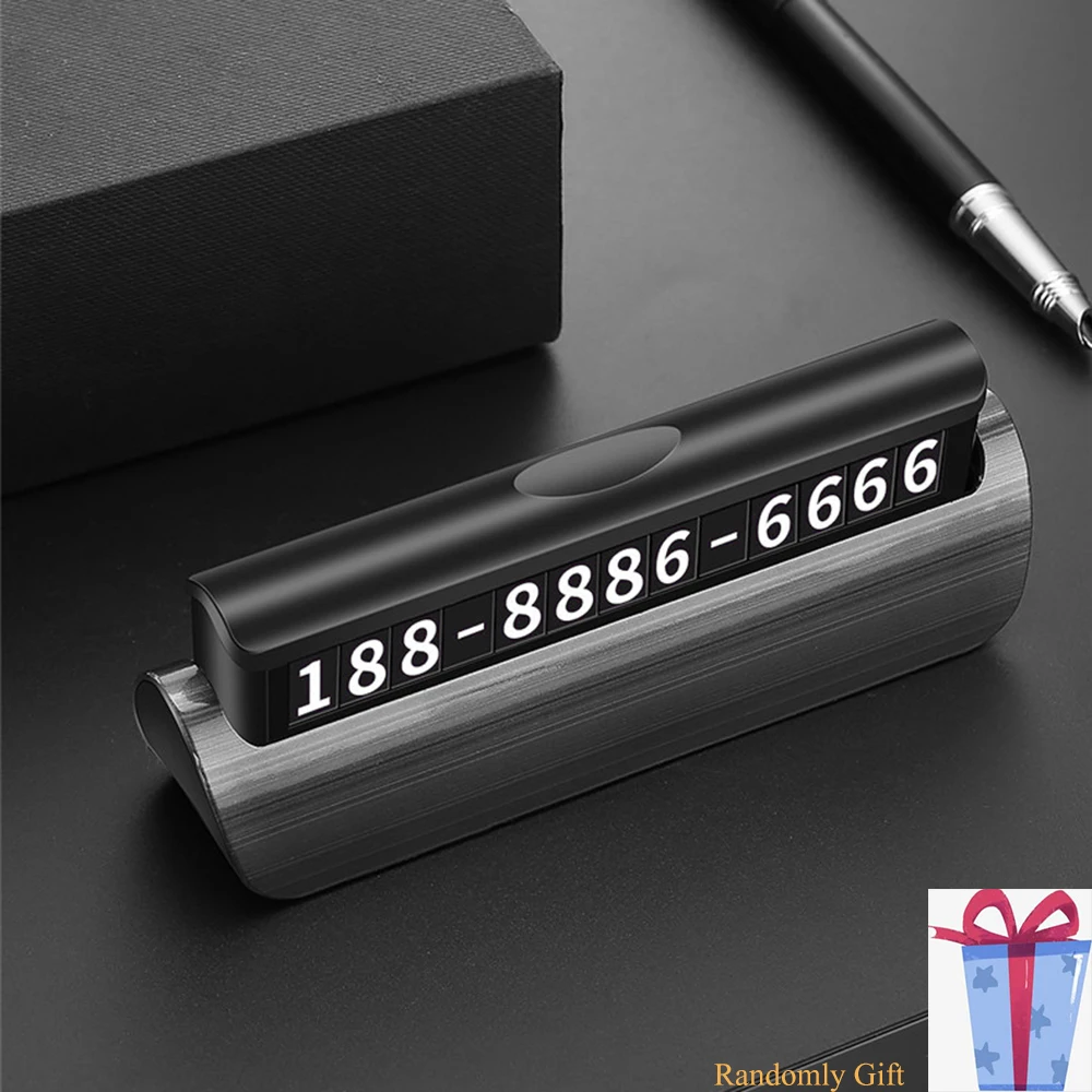 Car-Sticker Phone-Number-Plate Temporary-Parking-Card Hidden Night-Light for In-The-Car
