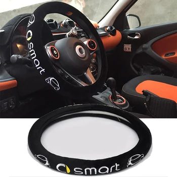 

For Smart Fortwo Forfour 451 453 Plush Car Steering Wheel Cover Interior Accessories Steering-Cover Car-styling 38CM