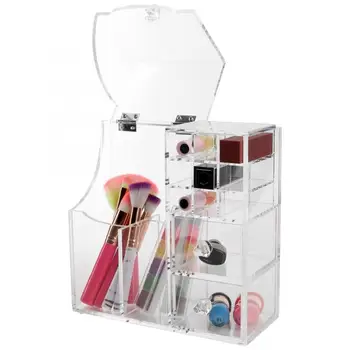 

Acrylic Transparency Cosmetic Lipstick Storage Display Makeup Brush Rack Holder Organizer Box rotating