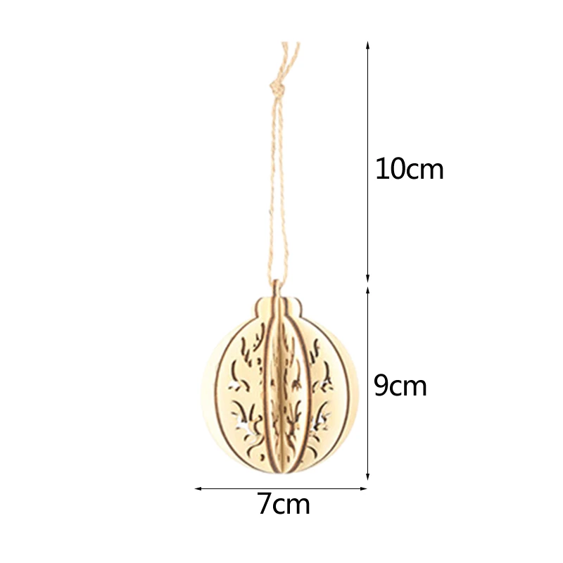 Рождественские украшения, деревянные подвески, новогодние Подвесные Подарки, украшение на елку, сделай сам, дерево, ремесло, для дома, свадьбы, Navidad, Декор - Цвет: 1pc hollow ball