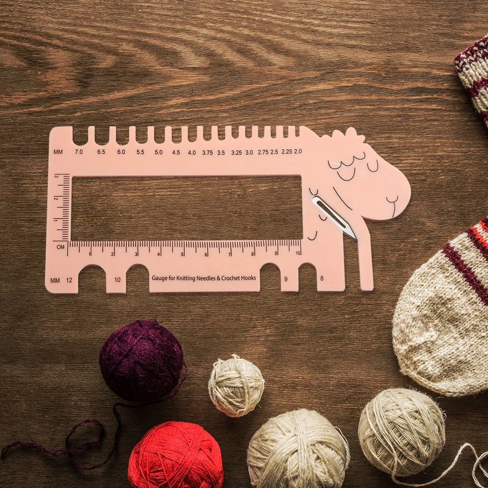 Crochet Hooks Crochet Needles DIY Sheep Shape Sewing Knitting Needles Gauge Size Guide Crochet Hook Ruler Measure Gauge Tool Accessory