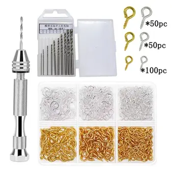 

1 Set Pin Vise Precision Hand Drill Tools with Twist Drill Bits Screw Eye Pins for Resin Casting Mold Polymer Clay DIY
