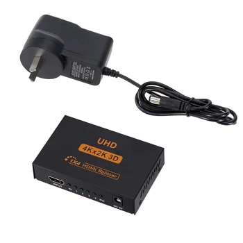 

4 Plugs Office Home Theater Systems 4 Port School Repeater Amplifier HDMI Splitter Box Cable 1080P 3D Hub 4K DC5V 1 In 4 Out