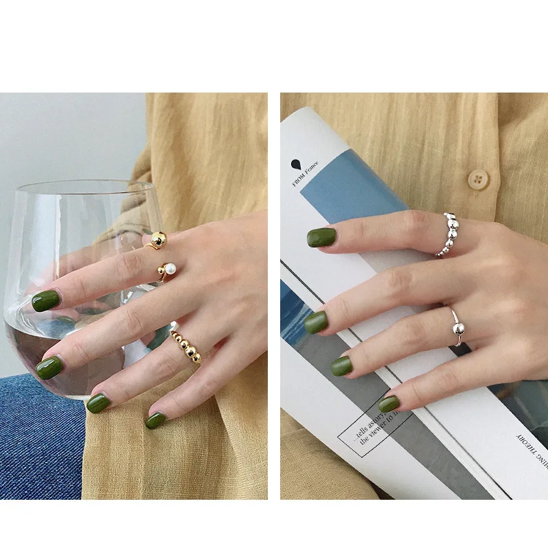 F.I.N.S минималистичное S925 Серебряное кольцо INS геометрическое бисерное шар глянцевое корейское кольцо Открытое Серебро 925 кольцо ювелирные изделия