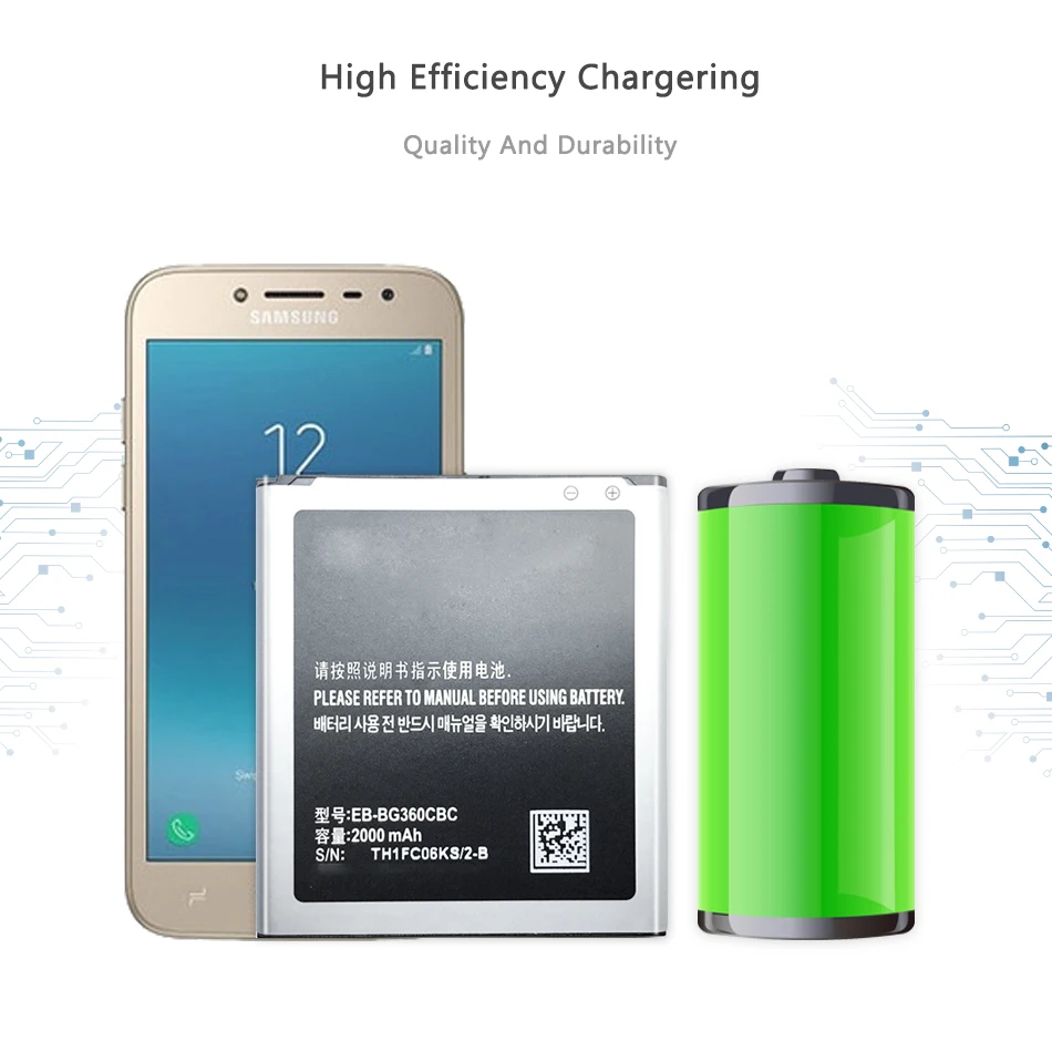 Для samsung Батарея для Galaxy CORE Prime G3606 G3608 G3609 J2 натуральная EB-BG360BBE EB-BG360CBE EB-BG360CBC 2000 ма-ч