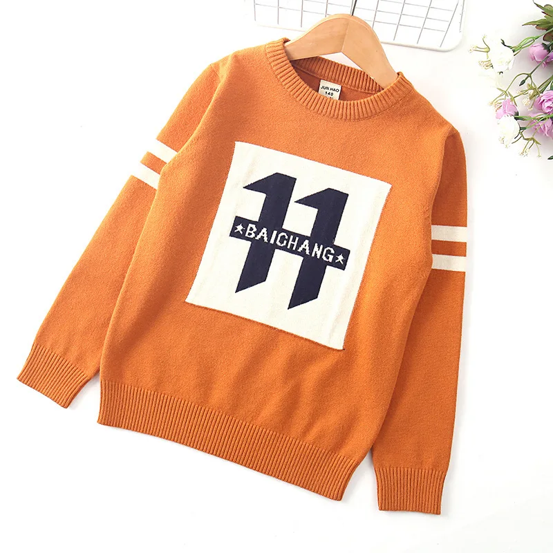 

2019 Autumn And Winter New Style Childrenswear BOY'S Crew Neck Pullover Sweater Big Boy Sweater Fashion KID'S Jacket