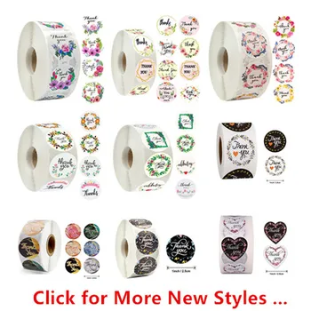 

Pretty New Styles 500pcs Round Floral Thank You Stickers Seal Label for Wedding Favor Party Handmade Envelope Stationery Sticker