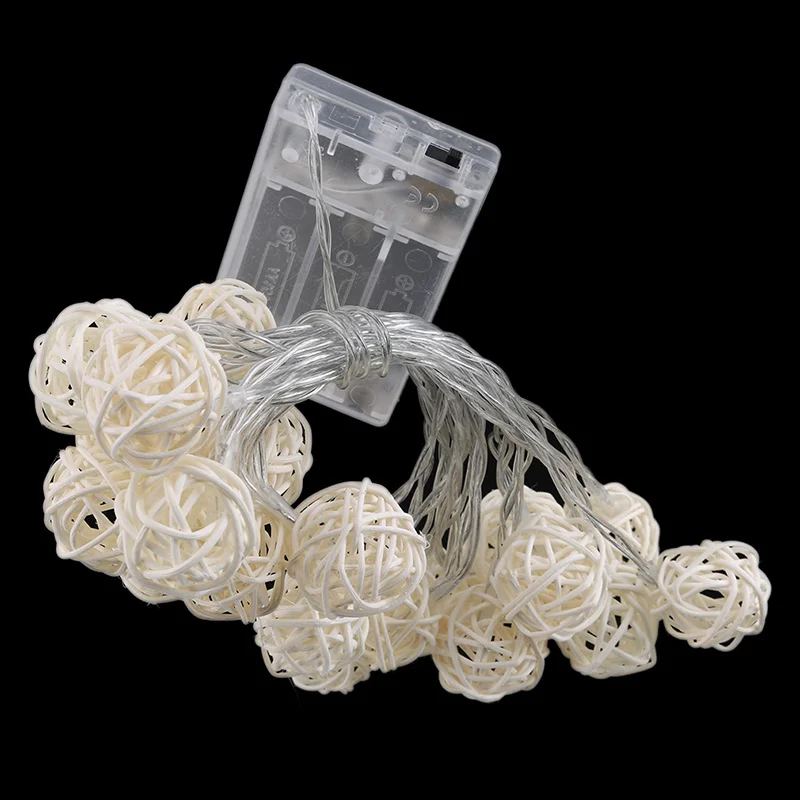 Rattan Ball Christmas Lights String 2.5M 20Leds Warm White Garland 3.2cm Diameter Ball led string lights decorative lights string lights led fairy lights for Holiday Decoration Fairy Lamp Navidad
