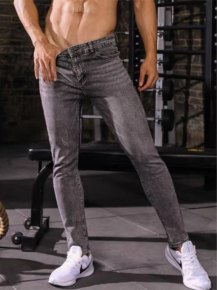 2020GUY MuscleMen's Джинсы Стрейчевые Hhigh Street Brother модные уникальные Брюки Леггинсы острые выпуклые бедра джинсы пластичность