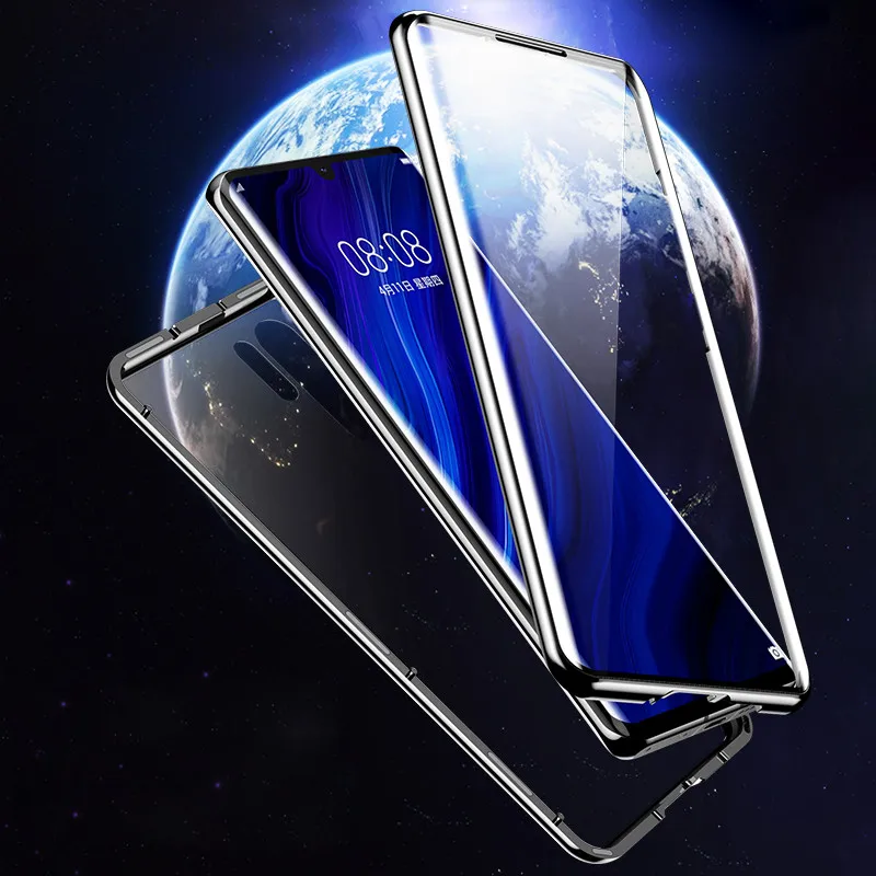 Стекло P20 Lite чехол для huawei P30 Lite чехол магнитный металлический бампер два боковых стекла P30 Pro Чехол P20 Coque для huawei P30 Funda