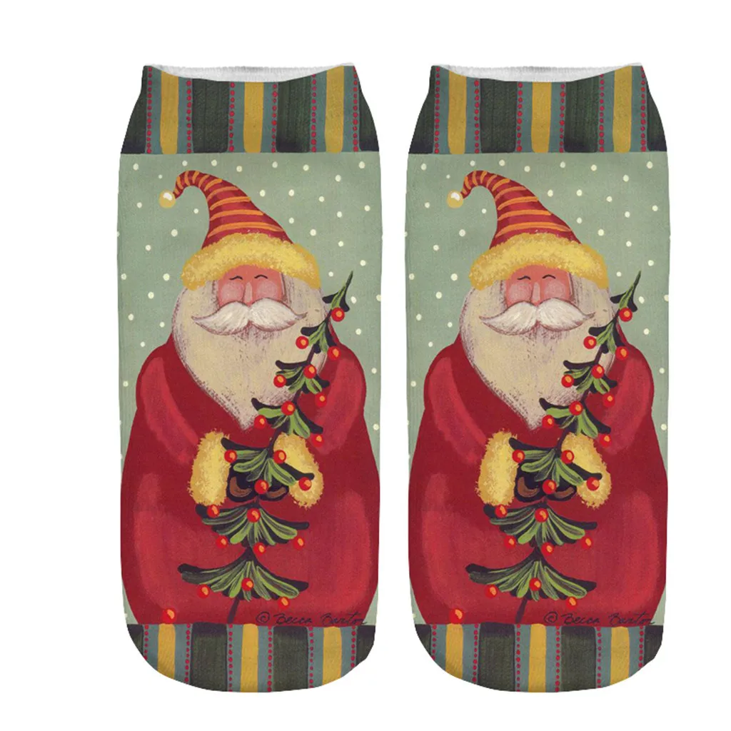40! унисекс рождественские забавные Модные Повседневные носки с 3D принтом милые короткие носки Модные новогодние носки подарки