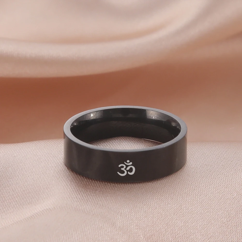 COOLTIME Buddhismus Indische Yoga Ringe für Männer Edelstahl Indische Yoga Om Finger Ring Amulett Schmuck Geschenk Großhandel 2026 – Detail 10