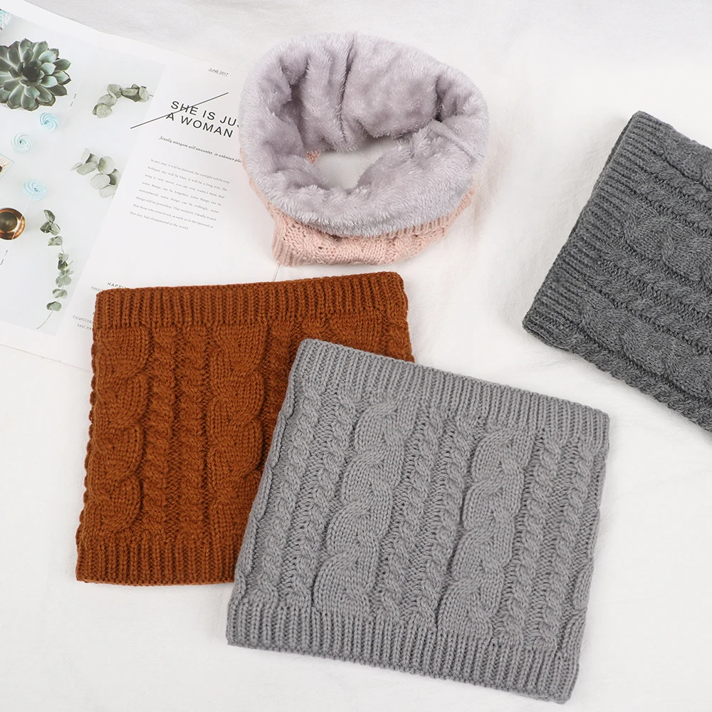 Hot Soft Unisex Brushed Knit Neck Warmer Circle Loop Snood Shawl Thicken Scarf Collar Cowl Go Out Wrap Winter Warm Accessories 4