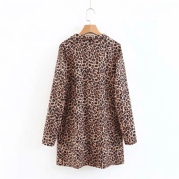 

2018 Europe And America Autumn And Winter New Style WOMEN'S Dress Versitile Fashion Slimming Leopord Pattern Printed Mid-length
