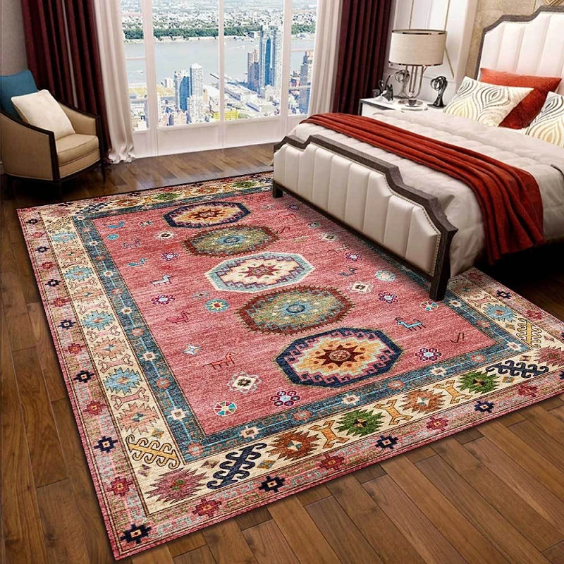 Bubble Kiss Ethnic Style Turkish Pattern Design Pink Rugs Home Non-Slip Customized Carpets for Bedroom Popular Soft Floor Mats 4