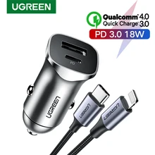 Ugreen Quick Charge 4.0 3.0 QC USB Car Charger for Xiaomi QC4.0 QC3.0 18W Type C PD Car Charging for iPhone 11 X Xs 8 PD Charger