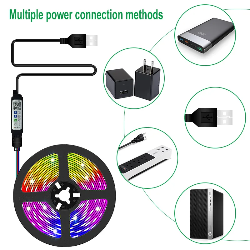 Bluetooth USB LED Strip Light SMD DC 5V USB RGB Lights Flexible LED Lamp Tape Ribbon RGB TV Desktop Diode Tape 4