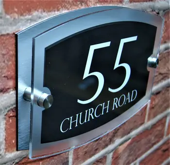 

DIY House Number Unique Door Number House Sign Plaque Street Name Frosted Acrylic & Aluminium Composite A2