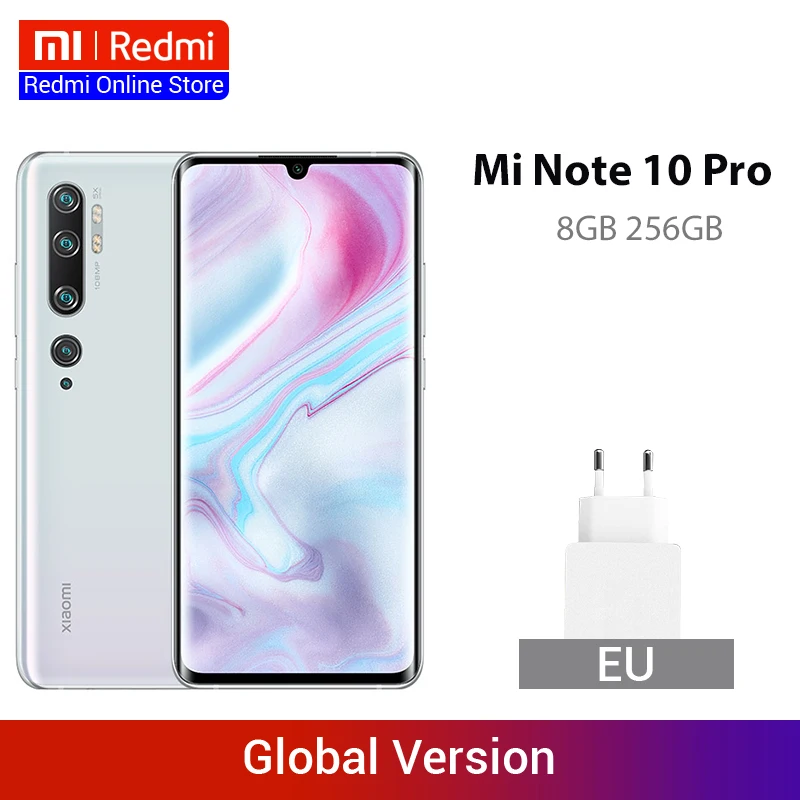 Глобальная версия Xiaomi Mi Note 10 Pro 8 Гб 256 ГБ 108 МП Penta камеры Смартфон Snapdragon 730G