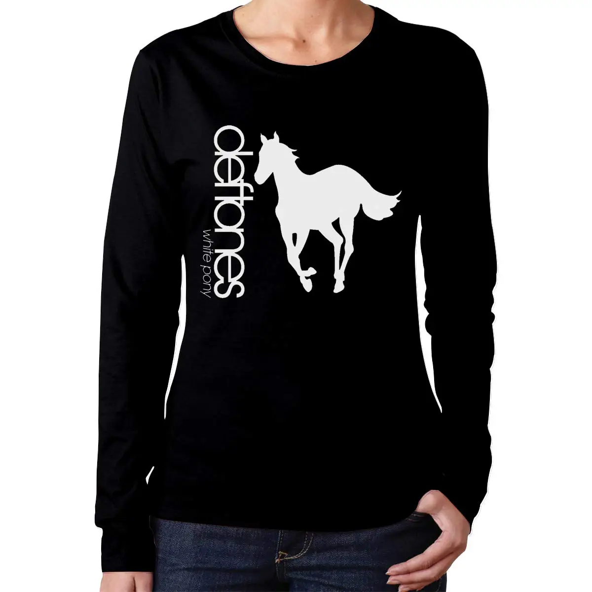 FGHFG женские футболки с длинным рукавом Deftones White Pony черные| |
