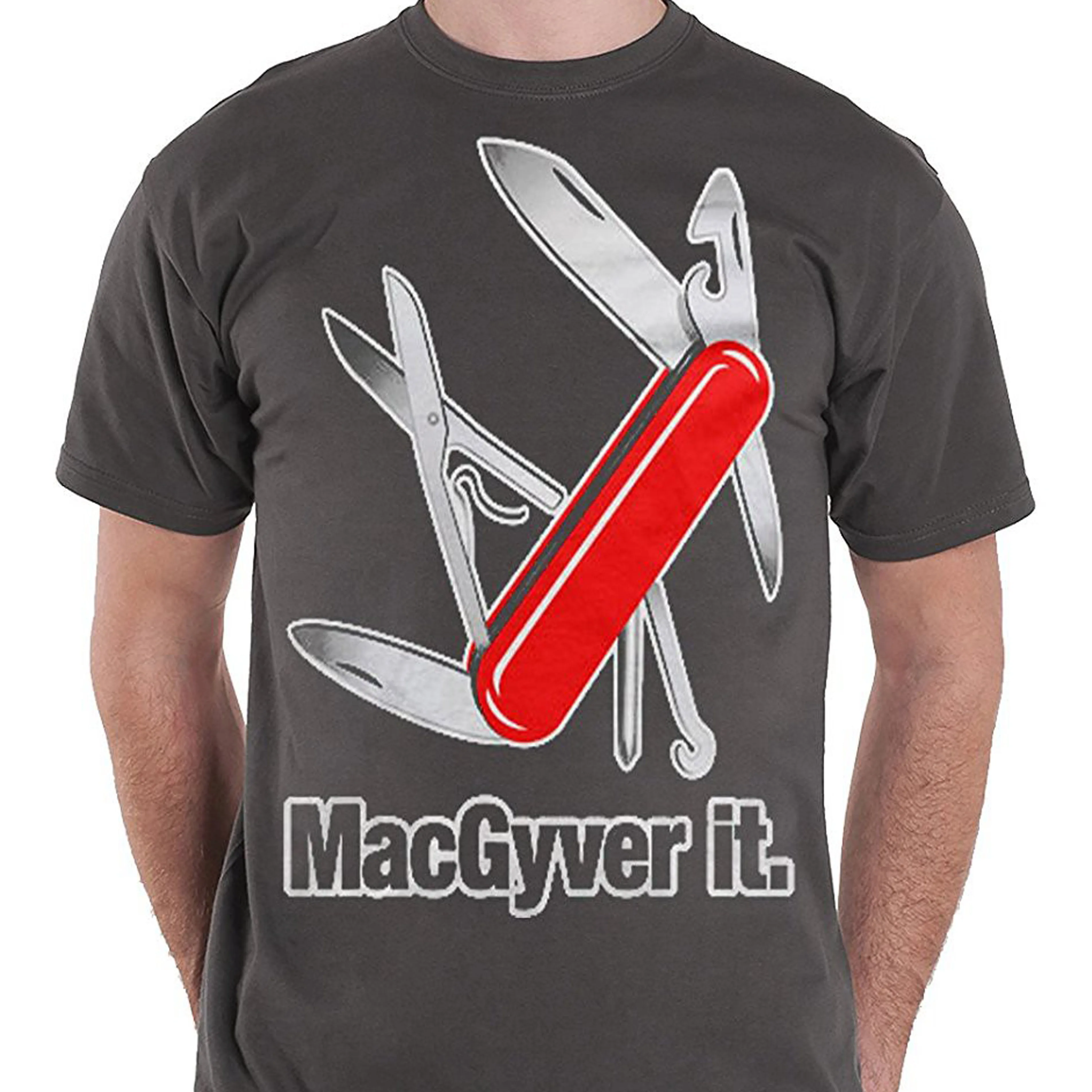 Ретро 100% хлопковая Футболка с принтом Macgyver швейцарский армейский нож логотип