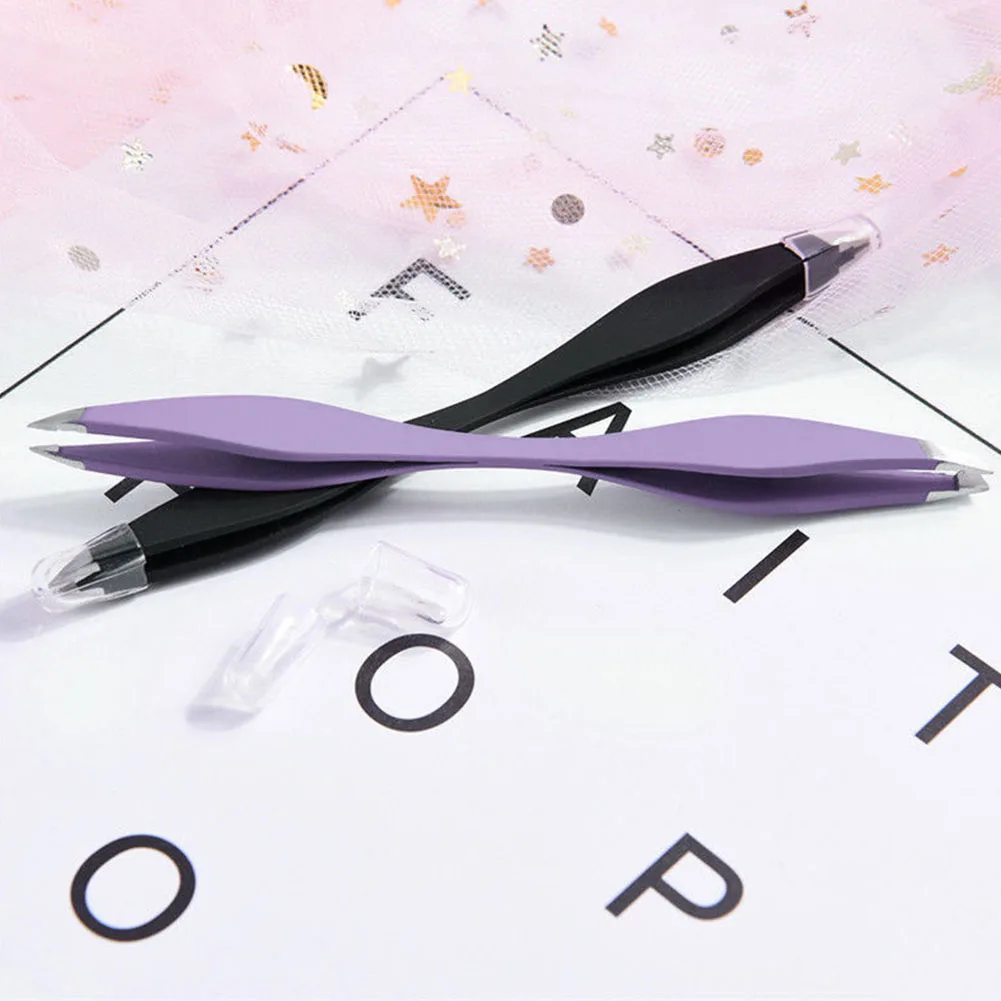 Eyelash Anti-Static Double Ends Durable 2 In 1 Eyebrow Tweezer Extension Makeup Pincet Tools