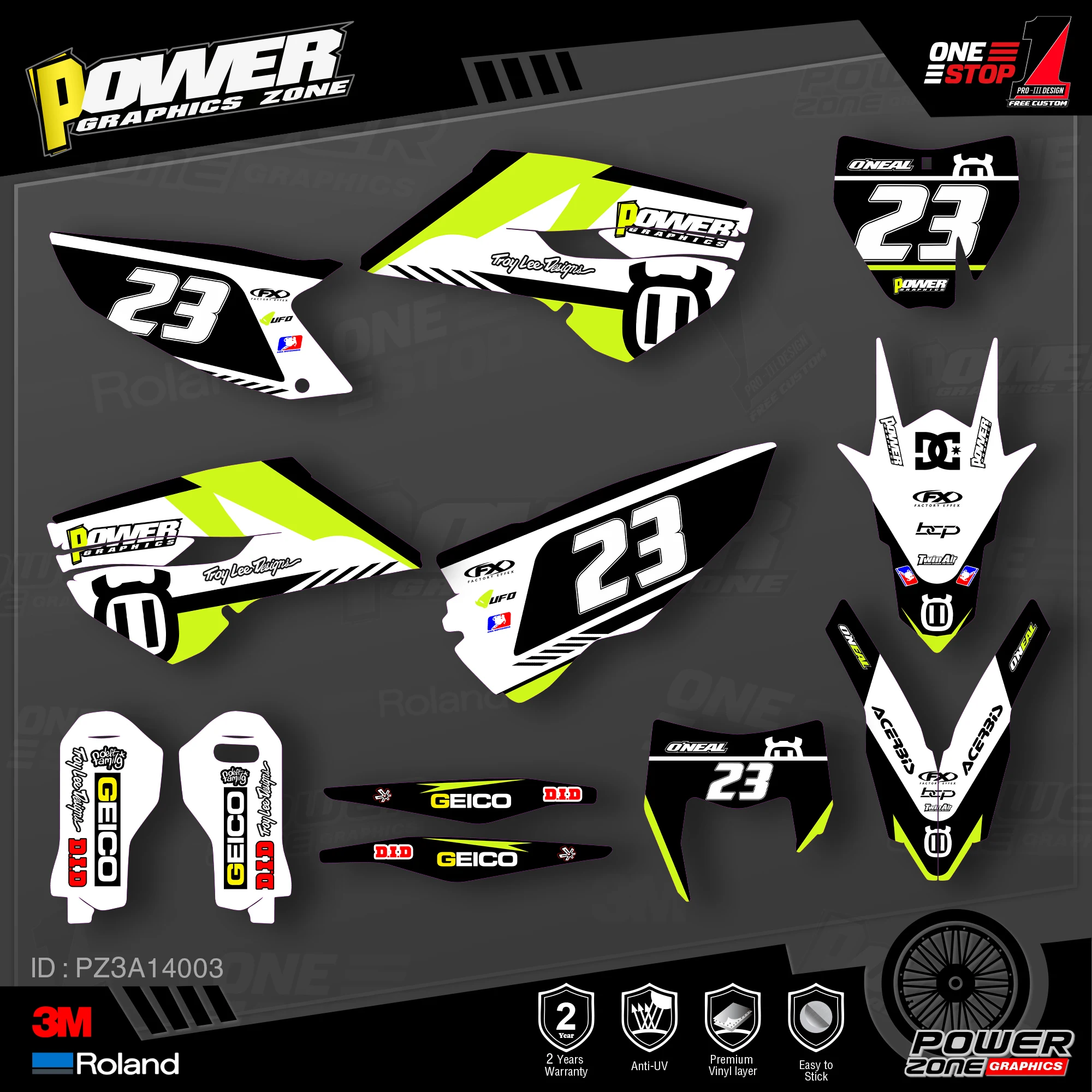 Персонализированные графические наклейки PowerZone Team 3M s Kit для Husqvarna 2014 15 TC FC 2015 16 FE TE