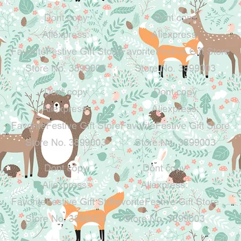 

165X100CM christmas deer Bear Fox Kids Cartoon fabric telas por metro craft for KIDS Quilting Sheets Dress diy Material Tissus