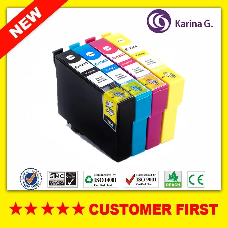 

Совместим с картриджем чернил Epson T1241, T1242, T1243, T1244 для NX125, NX127, NX130, NX230, NX330, NX420, NX430, 320, 323 и т. д.