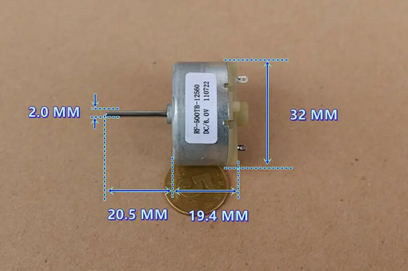 RF-500TB-12560 DC 12V Micro Round 32mm Diameter 20mm Long Shaft Electric Motor 