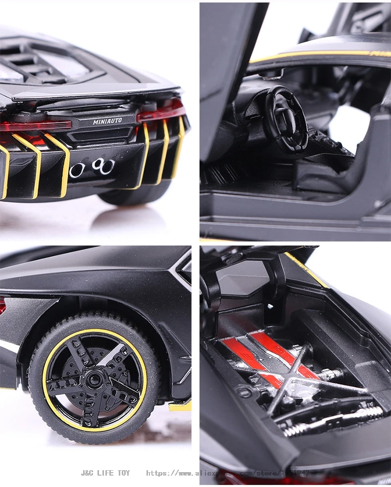 Greatest  LP770 1:32 Car Alloy Sports Car Model Diecast Sound Light Super Racing Lifting Tail Car Wheels Toys
