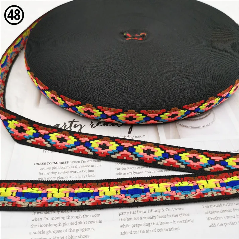 5 Yards 0.78 Inch 20MM Hundreds Styles Geometric Woven Jacquard Embroidered Ribbons DIY Apparel Wrapping Trim Sewing Accessories