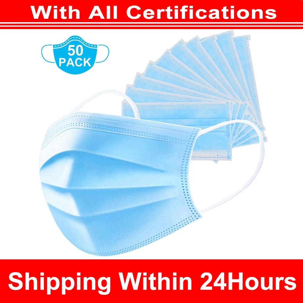 

US CZ In Stock 20/50pcs Face Mask Disposable Anti PM2.5 Anti Particle Mask Breathable Dustproof Mouth Mask Anti-dust antivirus