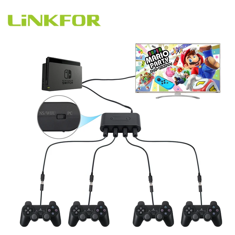 LiNKFOR адаптер контроллера GameCube и 4 комплекта 6ft длинный сменный Удлинительный