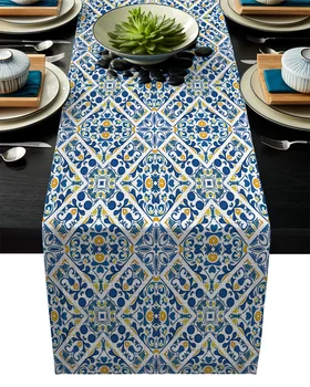 

Vine Pattern Ethnic Gray Rustic Home Table Runner Fashion Contracted Tea Table Cover Modern Refrigerator Wardrobe Flag