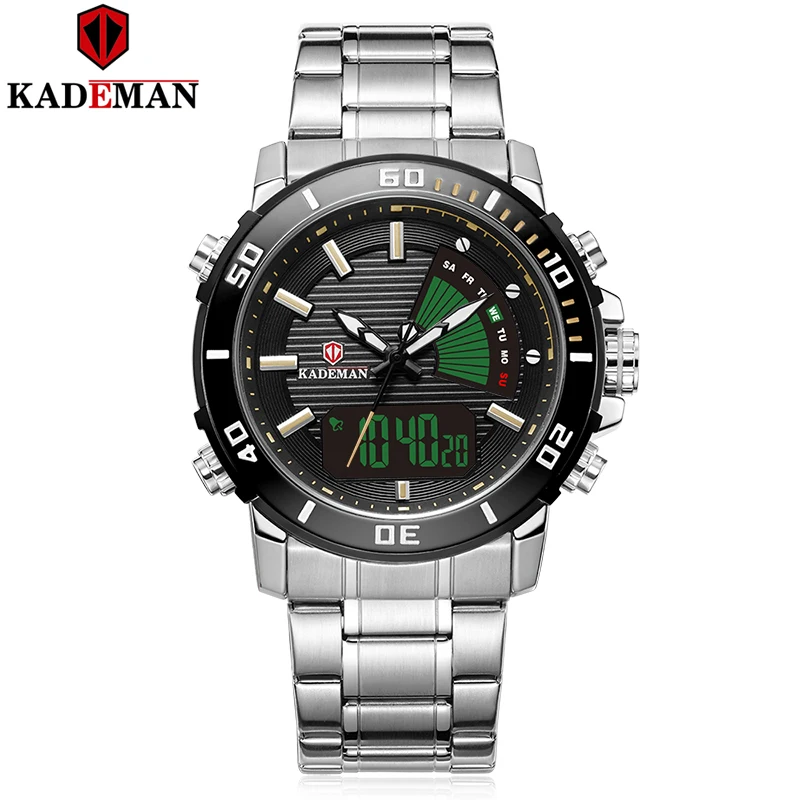 K9043-SB-Y-S Kademan цифровые и кварцевые часы новые модные повседневные и спортивные часы мужские стальные водонепроницаемые видимые в ночное время K9043 - Цвет: K9043-SB-Y-S