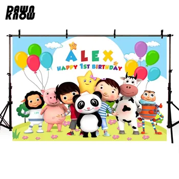 

DAWNKNOW Cartoon Panda Balloon Photography Background Photocall Kids Birthday Party Photo Shoot Backdrop Customize lv2721