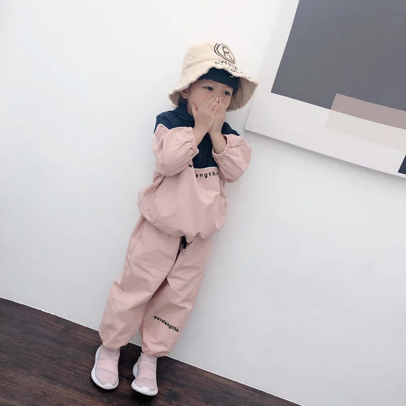 

2019 Autumn Clothing New Style Korean-style Children Hooded Lettered Set Children Simple Joint Long-sleeve Suit