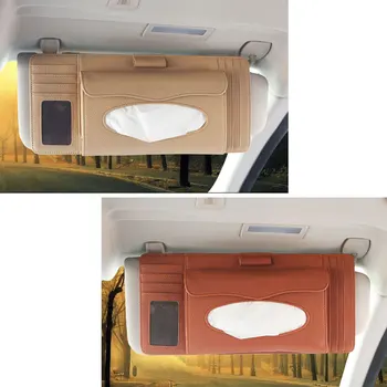 

Universal Car Sun Visor Faux Leather Tissue Box Pen CD Card Holder Organizer